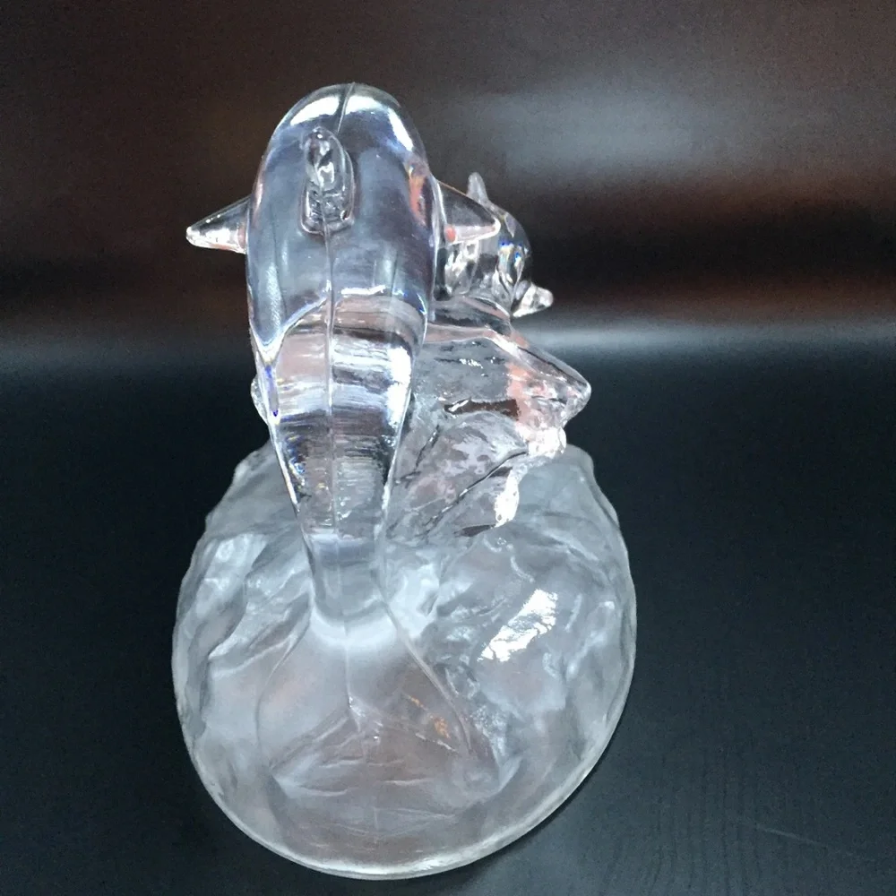 Cristal d'Arques 24% Crystal Dolphin Mom & Baby Figurine Glass Paperweig…